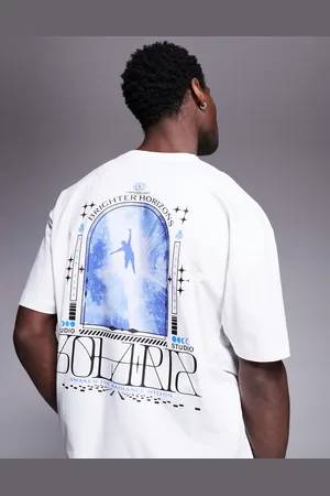 ASOS Camiseta blanca extragrande con estampado gráfico cósmico de -Blanco