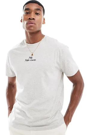 Ralph Lauren Camiseta jaspeado de corte clásico extragrande con logo de texto en el centro de