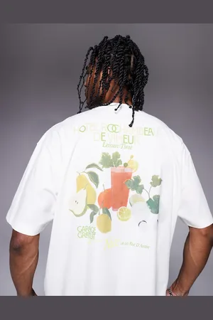 ASOS Camiseta blanco hueso extragrande con estampado gráfico superior veraniego de