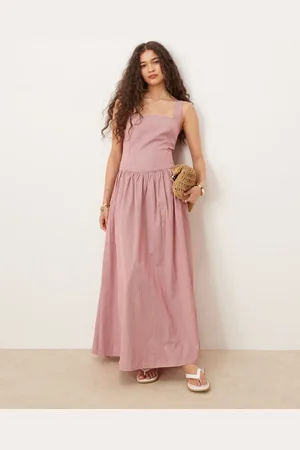 Glamorous Vestido largo rojo y blanco de tirantes con raya diplomática y cintura baja de