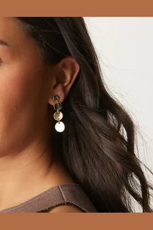DesignB London Pendientes de botón dorados con diseño colgante de discos de