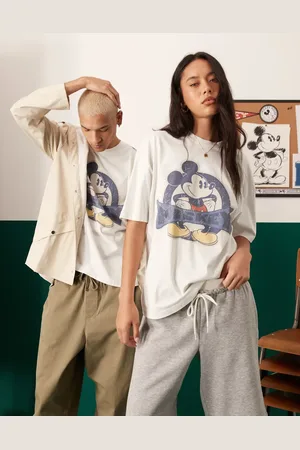 ASOS Camiseta blanca unisex extragrande con estampado de Mickey Mouse de Disney de