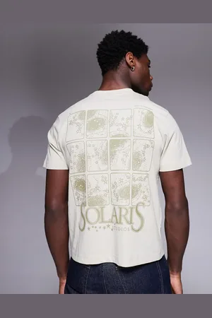 ASOS Camiseta beis de corte cuadrado con estampado gráfico celestial de -Neutro