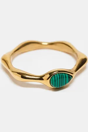 ASOS Anillo de acero inoxidable con piedra semipreciosa de malaquita de