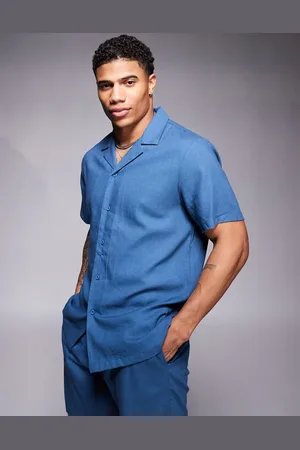 South Beach Camisa playera marino de manga corta de