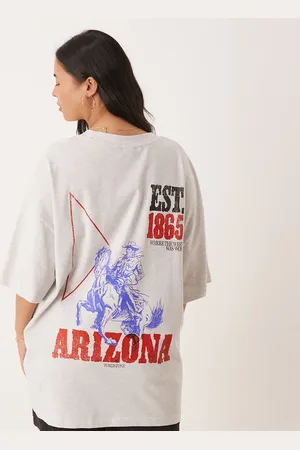 ASOS Camiseta blanco hielo jaspeado extragrande con estampado gráfico de rodeo Arizona de ASOS DESIGN Curve-Gris