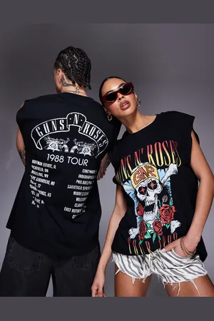 ASOS Camiseta negra unisex extragrande sin mangas con estampado gráfico con licencia de los "Guns N