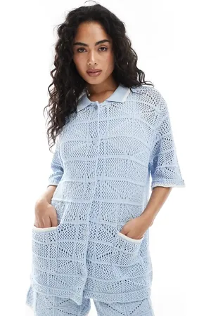 JJXX Camisa azul de croché de (parte de un conjunto)-Blanco
