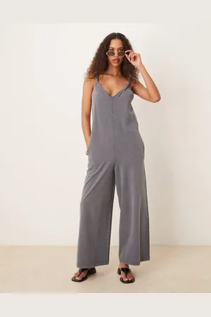 ASOS Mono lago gris lavado con tirantes retorcidos de
