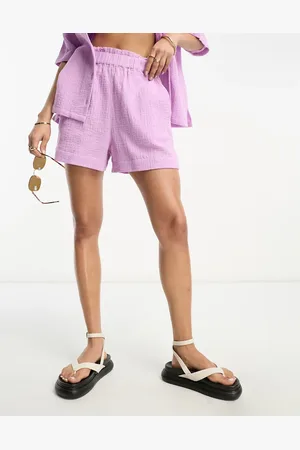 Lindex Pantalones playeros cortos lilas texturizados de talle alto de sirsaca de (parte de un conjunto)-Morado