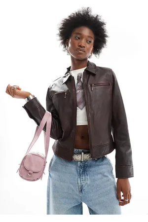 Urban Code Chaqueta entallada de cuero efecto lavado de -Rojo