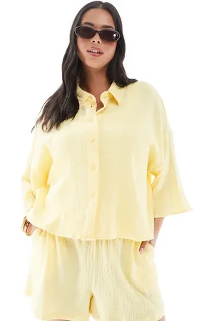 VERO MODA Camisa corta amarillo pálido texturizada de (parte de un conjunto)