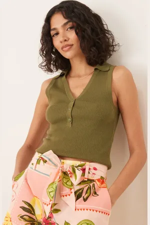 JDY Polo sin mangas de canalé de -Verde