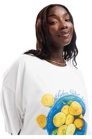 ASOS Camiseta extragrande con estampado gráfico de limones de ASOS DESIGN Curve