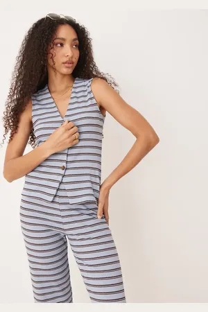 ASOS Chaleco a rayas marrones y azules de (parte de un conjunto)