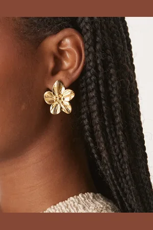 ASOS Pendientes de botón dorados con diseño de flor de acero inoxidable resistente al agua de