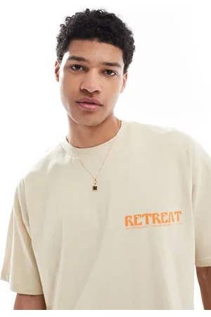 ASOS Camiseta beis extragrande con estampado gráfico de paisaje de -Neutro