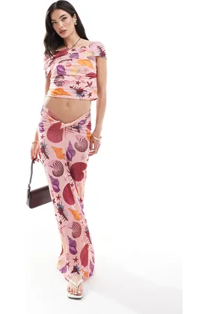 VERO MODA Falda larga con estampado de conchas de malla de (parte de un conjunto)