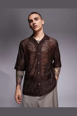 ASOS Camisa de corte cuadrado con cuello de solapas de croché de -Neutro