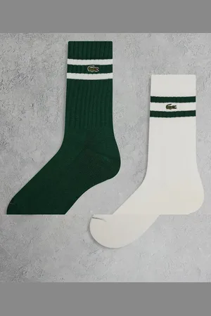 Lacoste Pack de 2 pares de calcetines blancos y verdes de