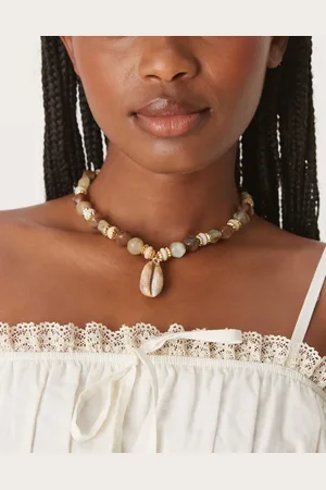 ASOS Collar verde y marrón de cuentas con colgante de concha sintética de
