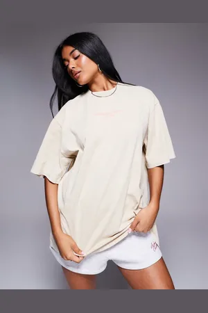 ASOS Camiseta color lavado extragrande con estampado del logo rosa en el pecho de Weekend Collective-Neutro
