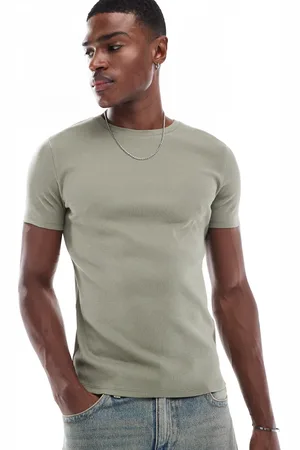 ASOS Camiseta verde básica ajustada de canalé de