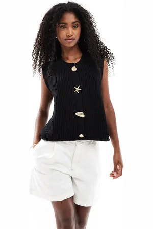 ASOS Chaleco de traje de corte cuadrado con botones de conchas variados de punto de