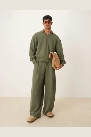 ASOS Joggers caquis de corte globo extragrande de tejido efecto lino de -Verde