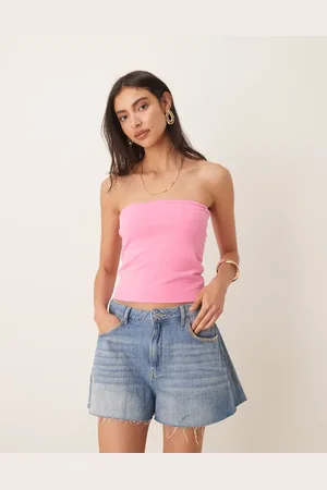 ASOS Top largo con escote palabra de honor de algodón aterciopelado de