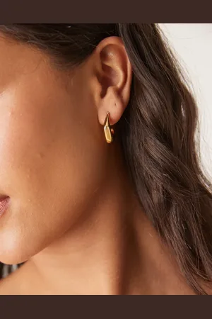 ASOS Pendientes de aro dorados con forma angular de acero inoxidable resistente al agua de