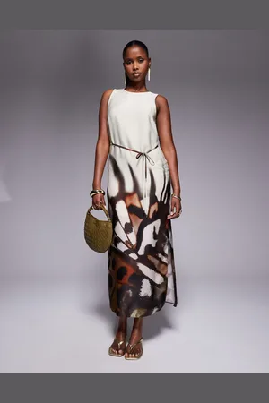 River Island Vestido lencero color con escote de nadadora y estampado floral de -Blanco