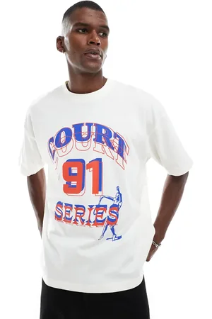 ASOS Camiseta blanco hueso extragrande con estampado gráfico deportivo de
