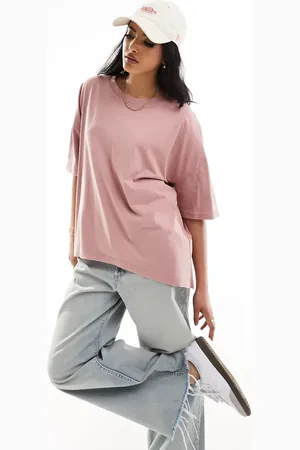 ASOS Camiseta rosa extragrande con bajo irregular de