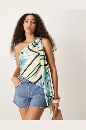ASOS Top asimétrico con estampado de cachemir de satén de -Multicolor