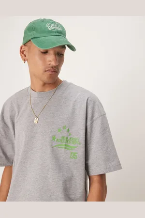 ASOS Camiseta corta blanco jaspeado extragrande con estampado gráfico deportivo de
