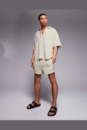 ASOS Pantalones muy cortos marrones de mezcla de lino de -Marrón