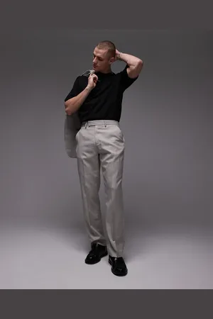 Topman Pantalones de traje color de corte recto de -Neutro