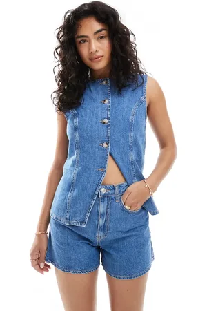 ASOS Pantalones cortos vaqueros de corte alargado y acampanado de (parte de un conjunto)
