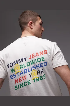 Tommy Hilfiger Camiseta color con estampado de logo diagonal en la espalda de -Neutro