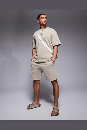 ADPT. Pantalones cortos marrón lavado de punto liso de (parte de un conjunto)