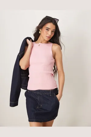 ASOS Top de tirantes con cuello barco de punto de canalé de