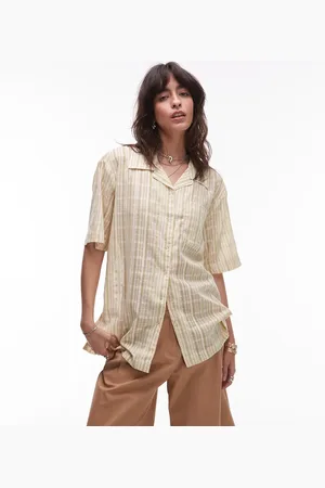 Topshop Camisa resort amarilla a rayas verdes de -Multicolor