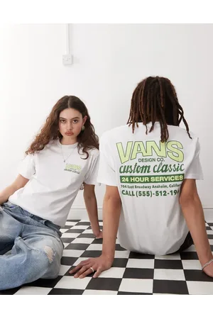 Vans Camiseta blanca con estampado trasero y delantero de tienda de