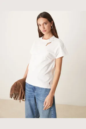 SCALPERS Camiseta blanca con abertura en el cuello de
