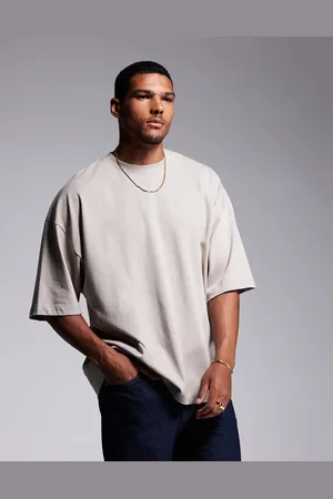 ASOS Camiseta color piedra ultragrande de tejido grueso de 240 g/m² de -Beis neutro