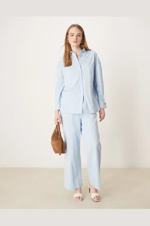 Pretty Lavish Pantalones azules holgados de algodón de (parte de un conjunto)