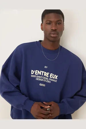 ASOS Sudadera azul marino extragrande con estampado en el pecho de