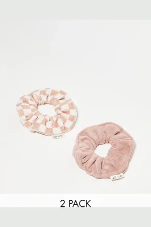 KITSCH Pack de 2 coleteros abullonados color terracota y a cuadros dameros de microfibra de secado rápido de