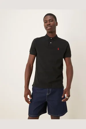 Ralph Lauren Polo negro de manga corta con logo Icon de